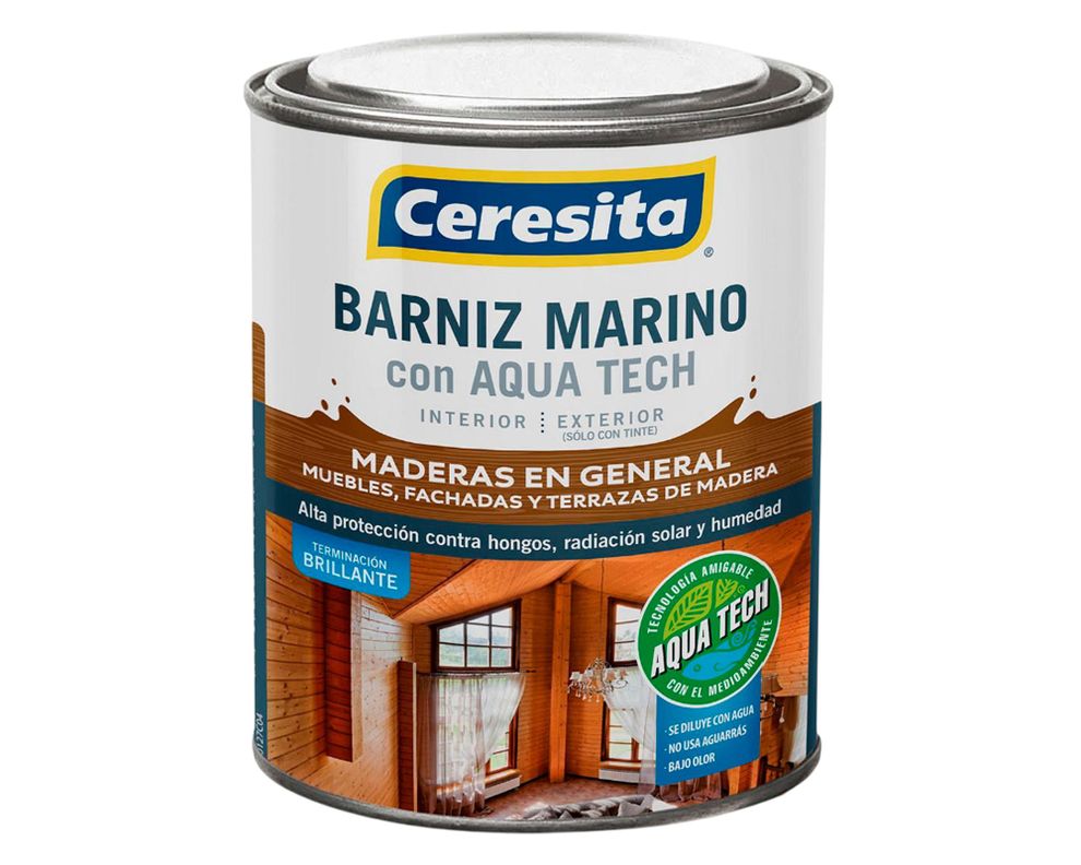 Barniz marino 1/4 galón Aqua Tech maple brillante Ceresita-0