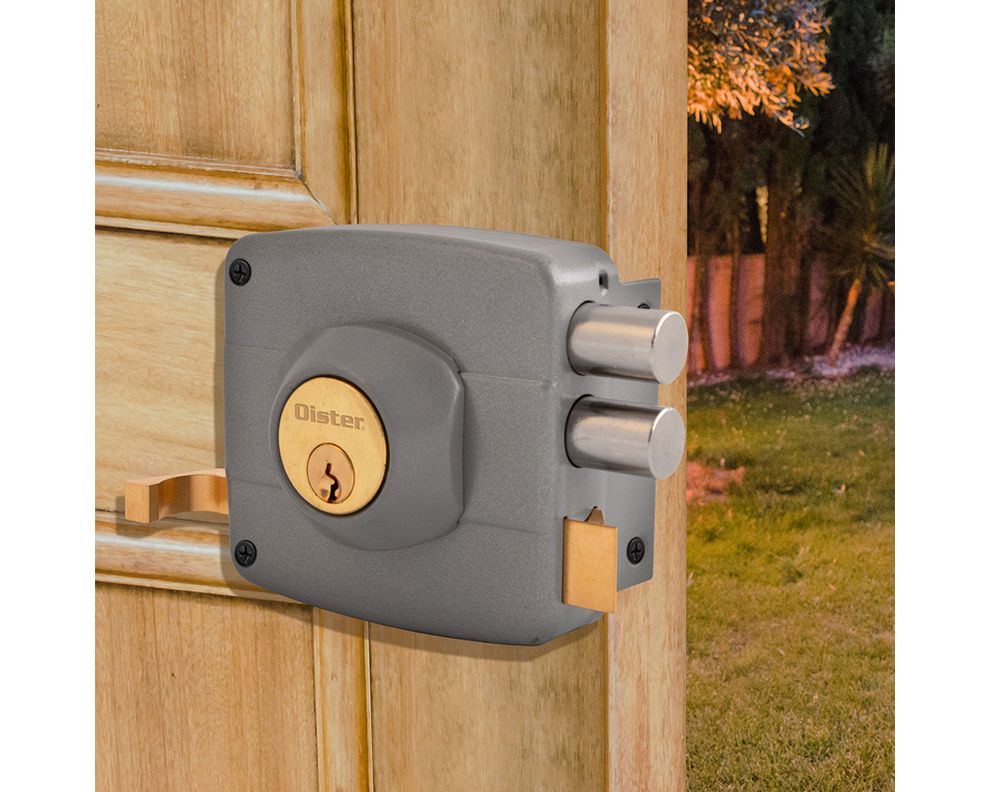 Cerradura sobreponer puertas de 30 a 50 mm 110 gris Oister-3
