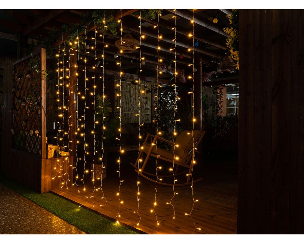 Cortina solar exterior 240LED luz cálida-3