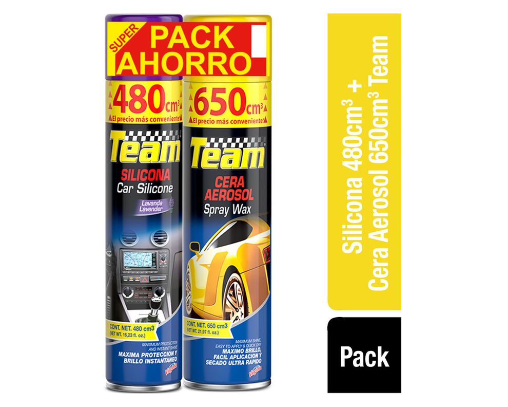 Silicona 480 cc + cera aerosol 650 cc Team.-0