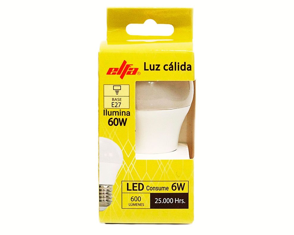 Ampolleta Led 3000K E27 Luz Cálida 6W-1