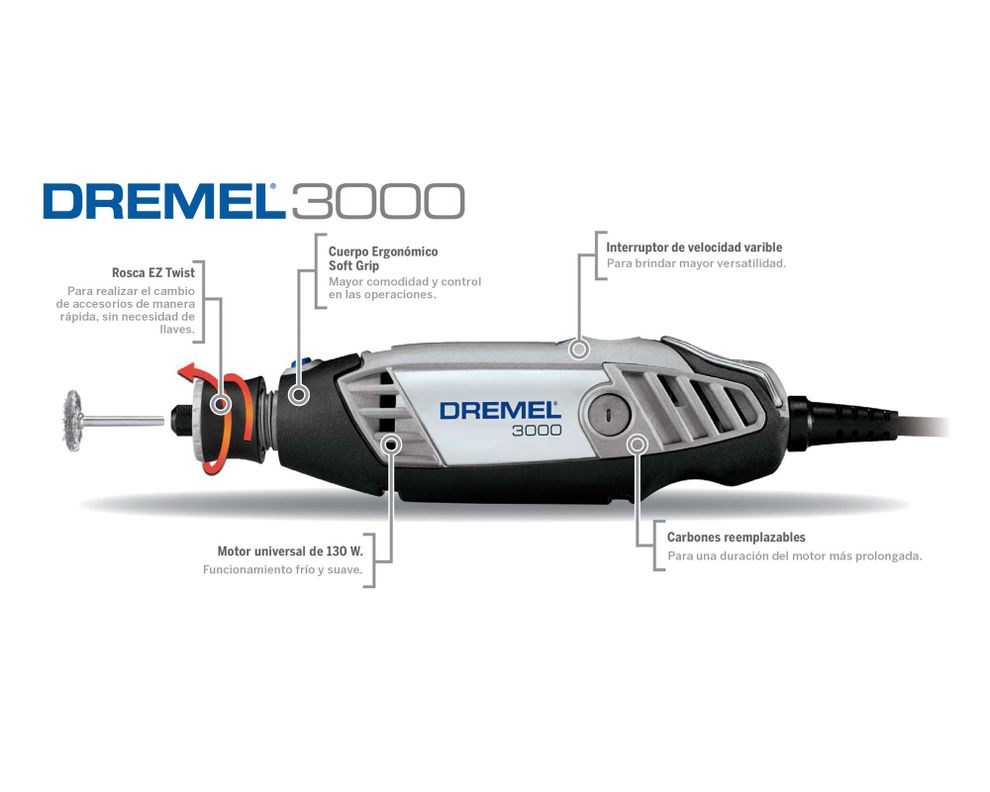 Multipropósito 120W 3000 + 10 accesorios Dremel-3