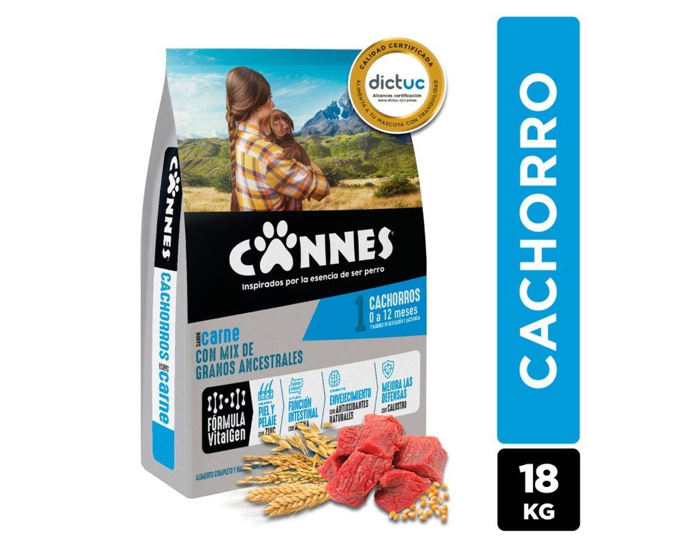 Alimento cachorro 18 kg raza mediana grande carne leche Cannes-0
