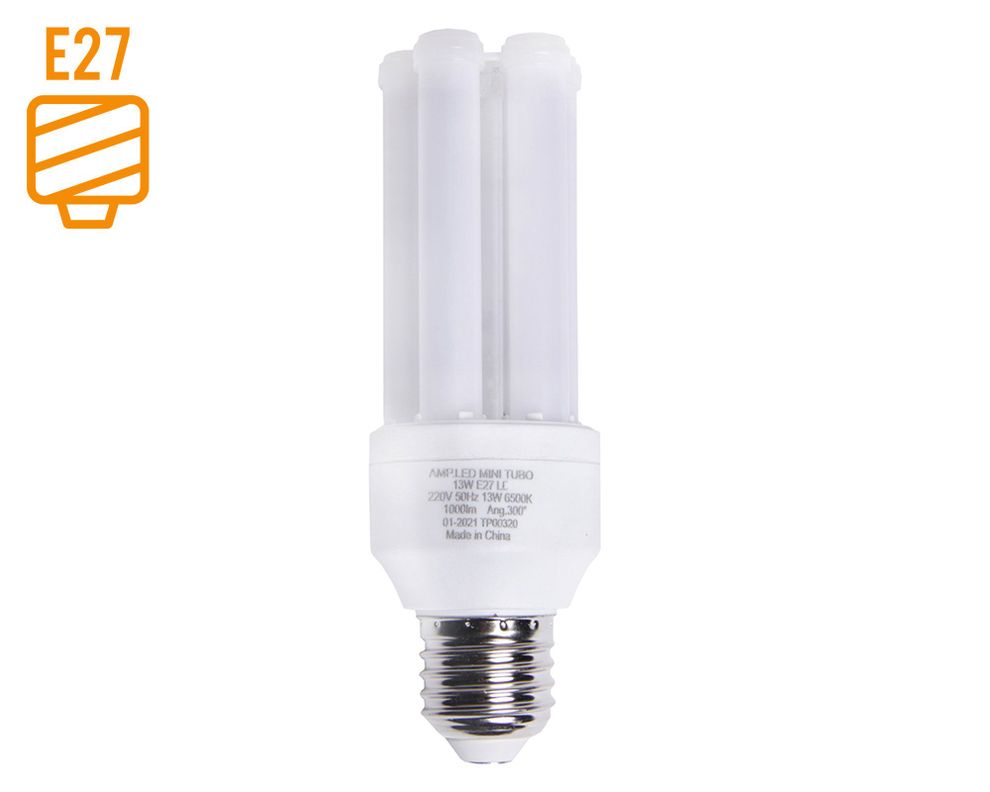 Ampolleta LED 13W E27 luz cálida mini tubo Elfa.-0