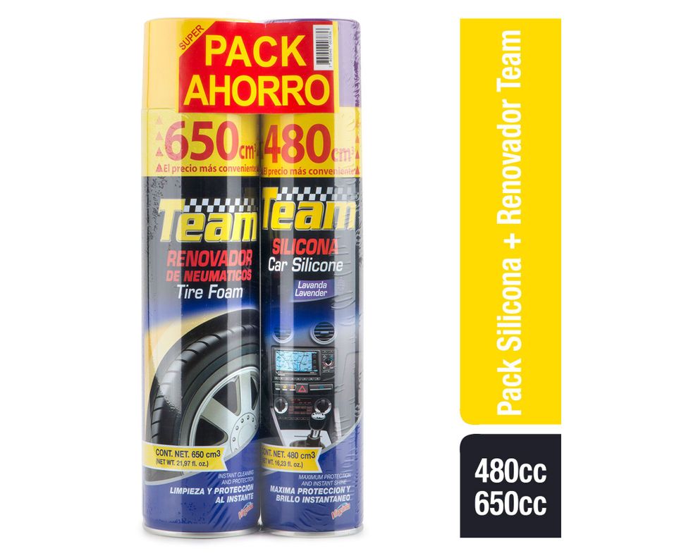 Silicona 480 cc + renovador neumáticos 650 cc Team.-0