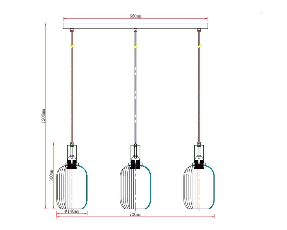 Lámpara colgar 3L E27 acero/vidrio-3