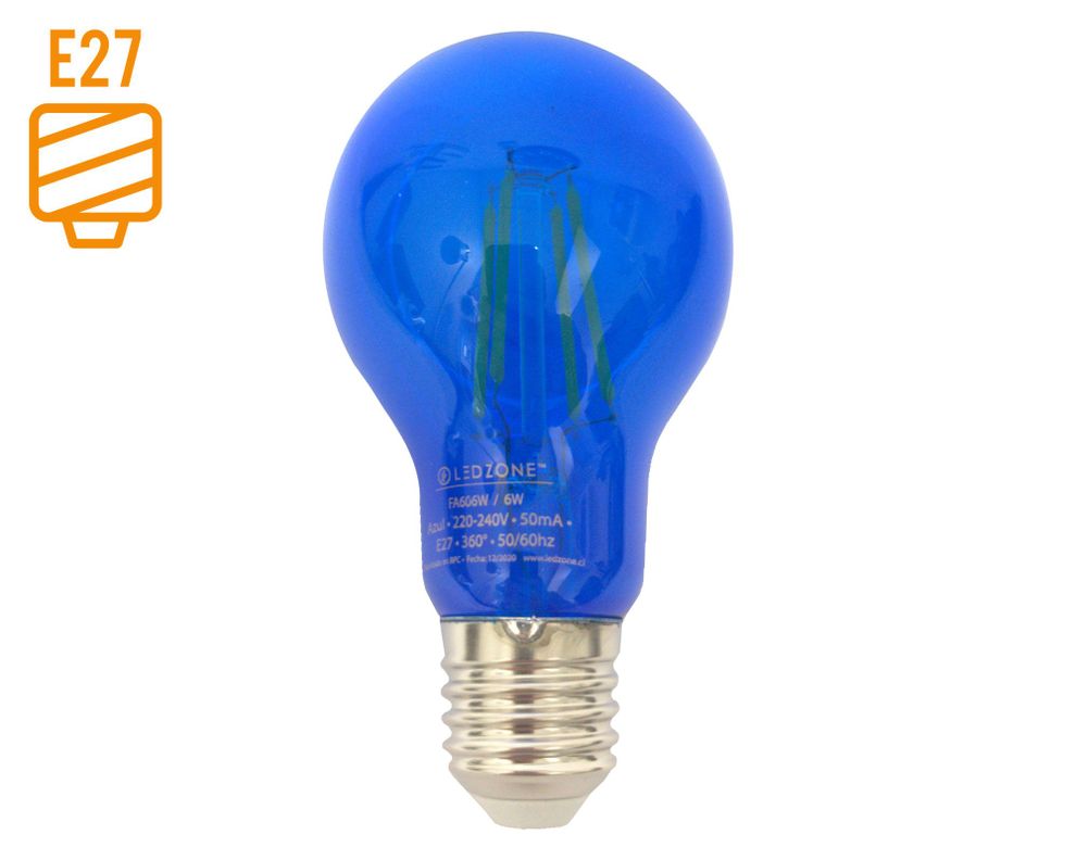 Ampolleta LED 6W E27 luz cálida azul Ledzone.-0