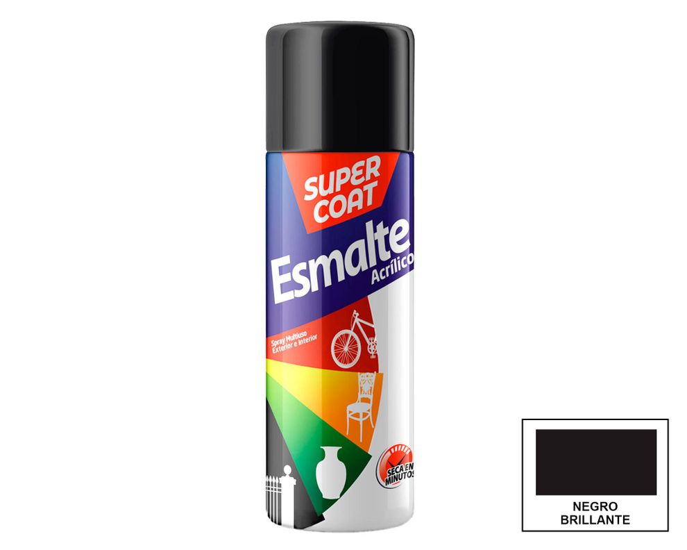 Pintura spray 350 ml Acrílico negro brillante Super Coat.-0