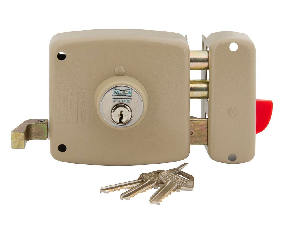 Cerradura sobreponer puertas de 30 mm con bandera 1060 beige Poli-0