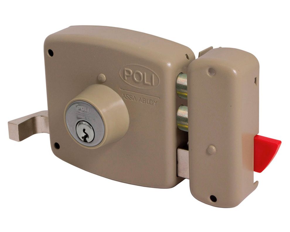 Cerradura sobreponer puertas de 30 mm con bandera 1060 beige Poli-1
