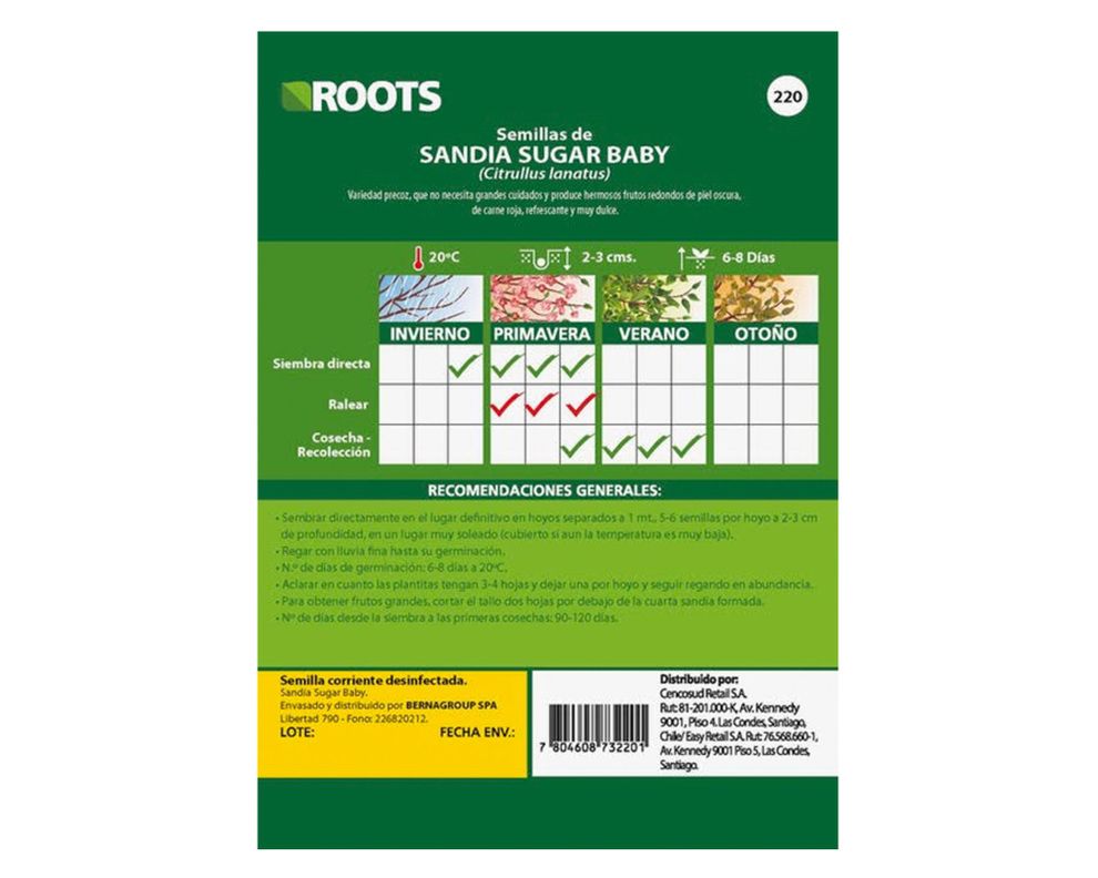 Semilla de verdura Sandia 3 g Roots-1