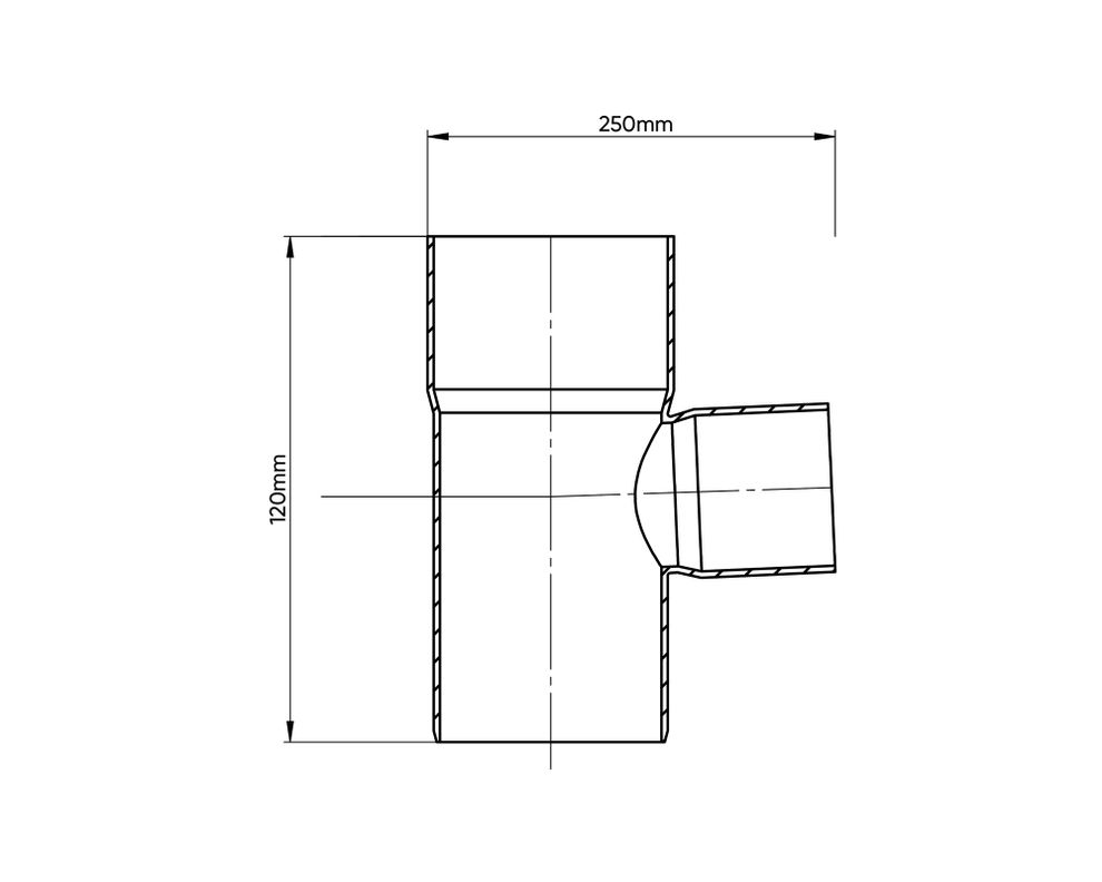 Tee sanitario PVC 40x40 mm gris-1