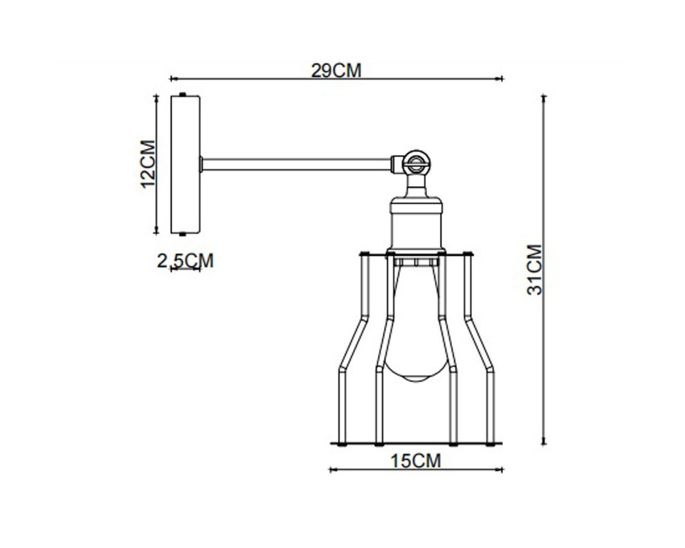Aplique 1L E27 Aragona negro Abitare-4