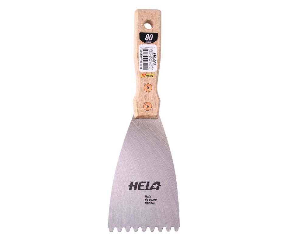 Espátula de acero 80 mm dentada Hela-0