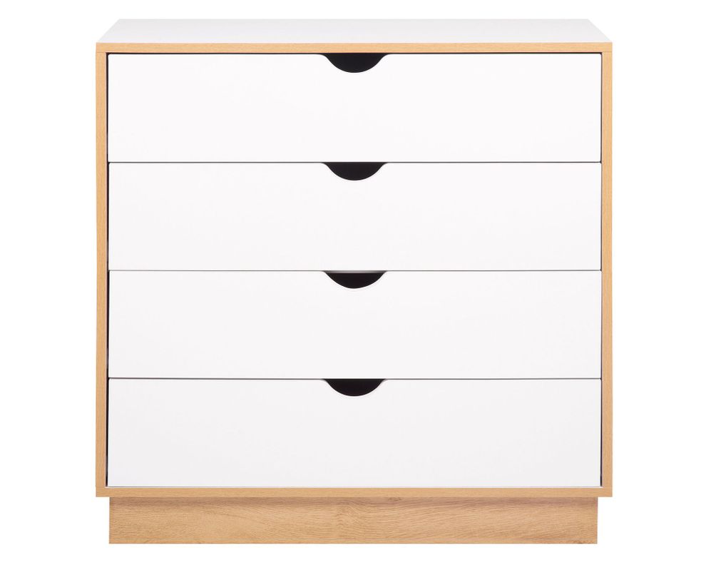 Cómoda Loto blanco/natural 80x80x38 cm 4 cajones-0