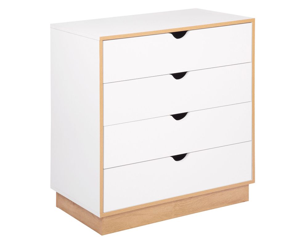 Cómoda Loto blanco/natural 80x80x38 cm 4 cajones-1