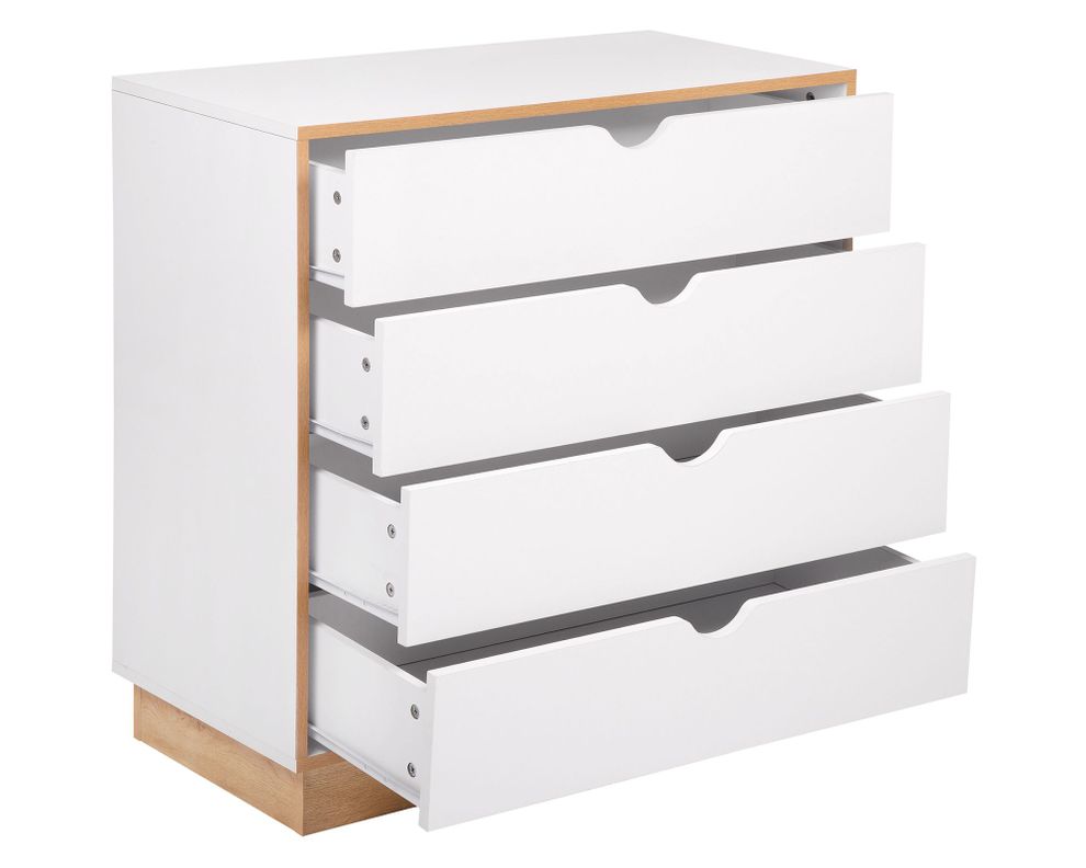 Cómoda Loto blanco/natural 80x80x38 cm 4 cajones-2