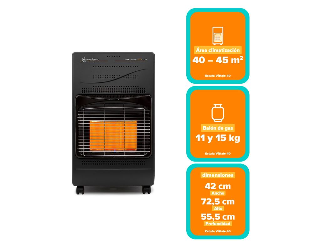 Estufa a gas 4000W Vittale 40 negro-1