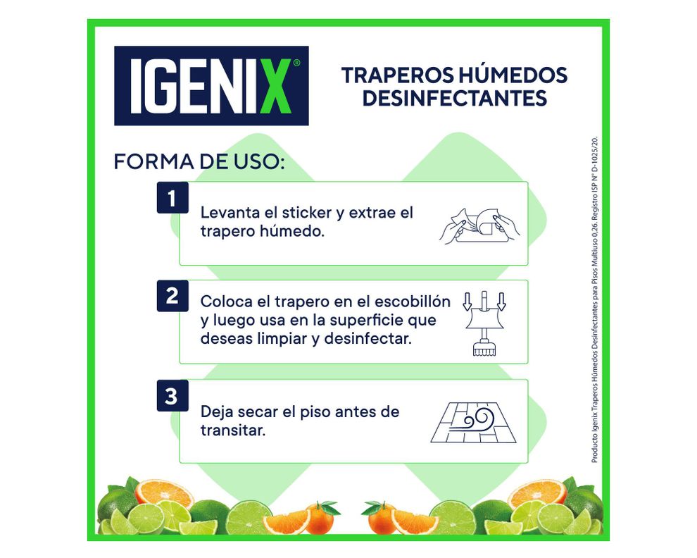 Trapero húmedo desinfectante multiuso Citrus Igenix-2