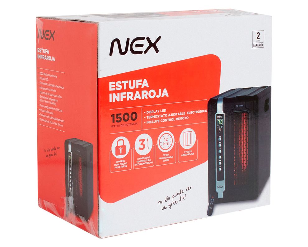 Estufa infrarroja 1500W PFH1503B negro Nex-3