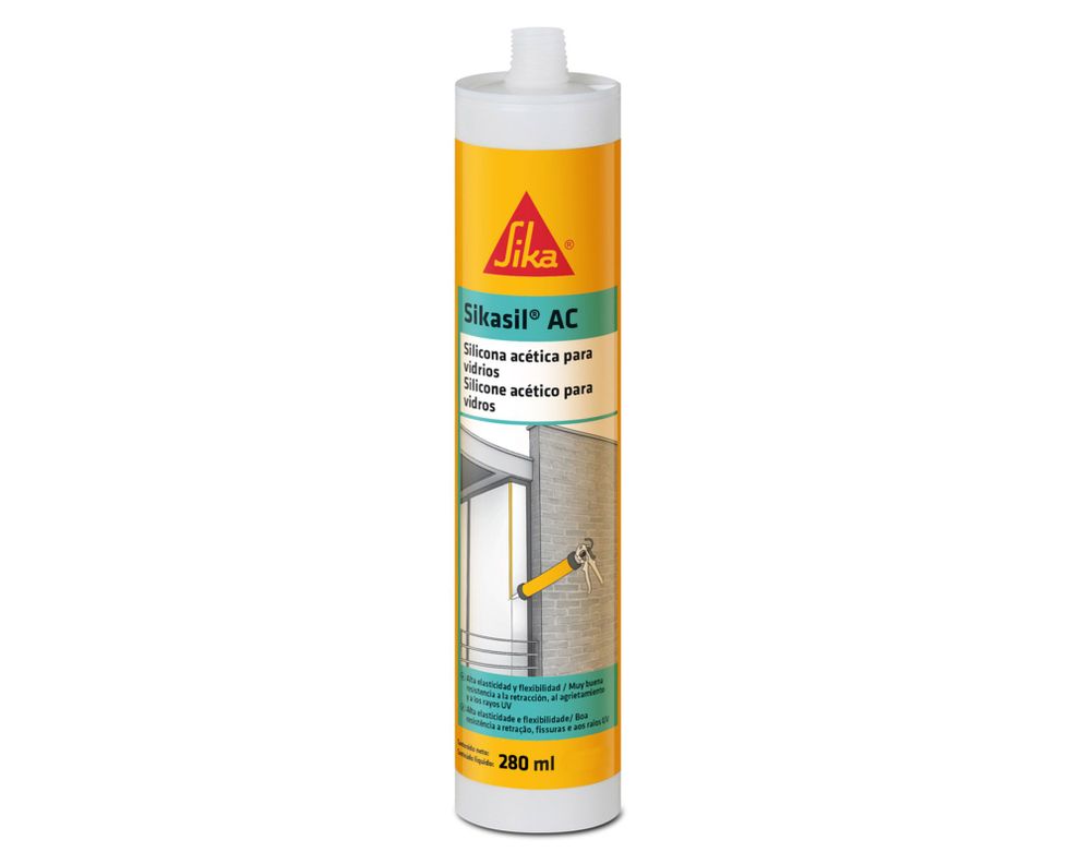 Sellador de silicona acética 280 ml Sikasil AC transparente Sika-0