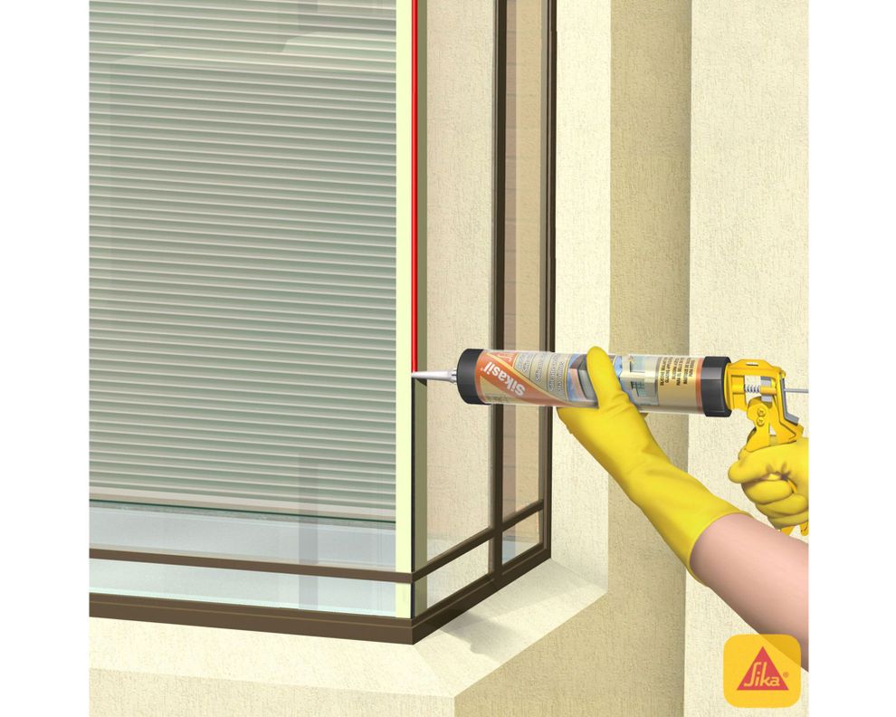 Sellador de silicona acética 280 ml Sikasil AC transparente Sika-1