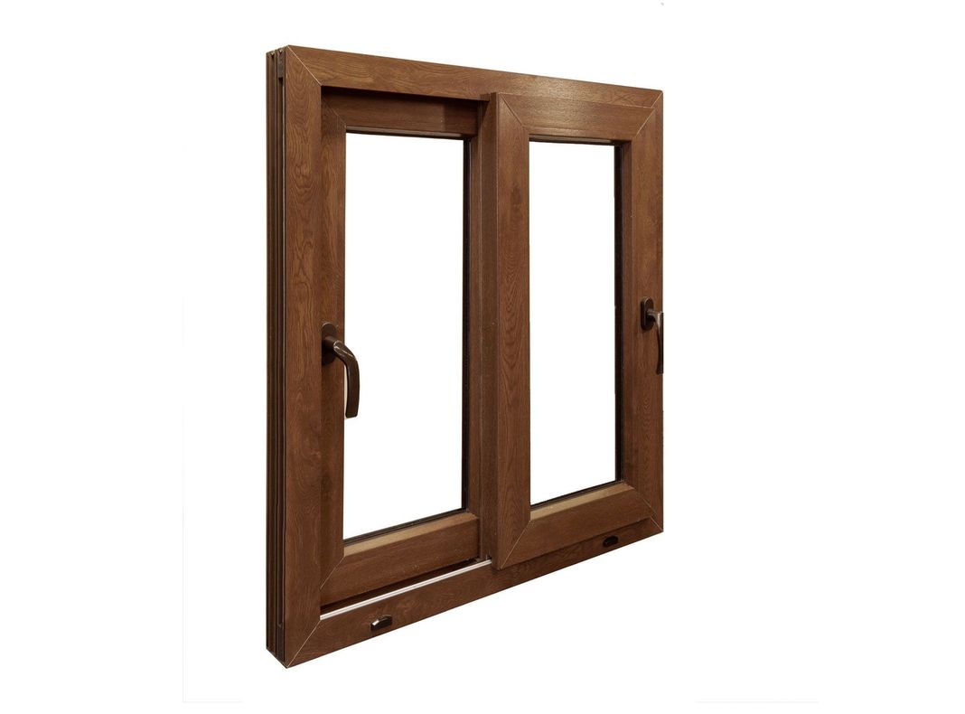 Ventana PVC 140X120 cm Termopanel Corredera Premium Nogal Crown Glass-1