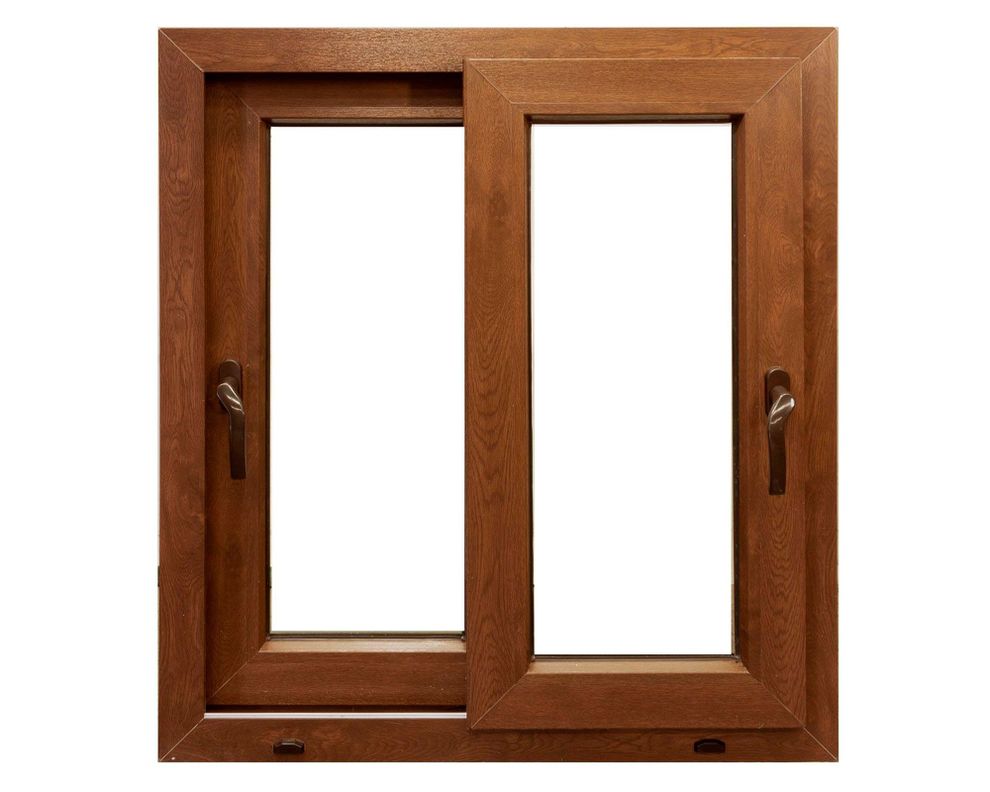 Ventana PVC 140X120 cm Termopanel Corredera Premium Nogal Crown Glass-0