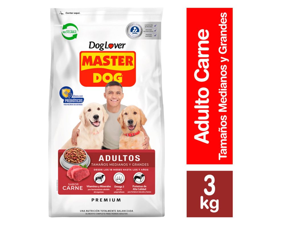 Alimento perro 3 kg premium carne master dog-0