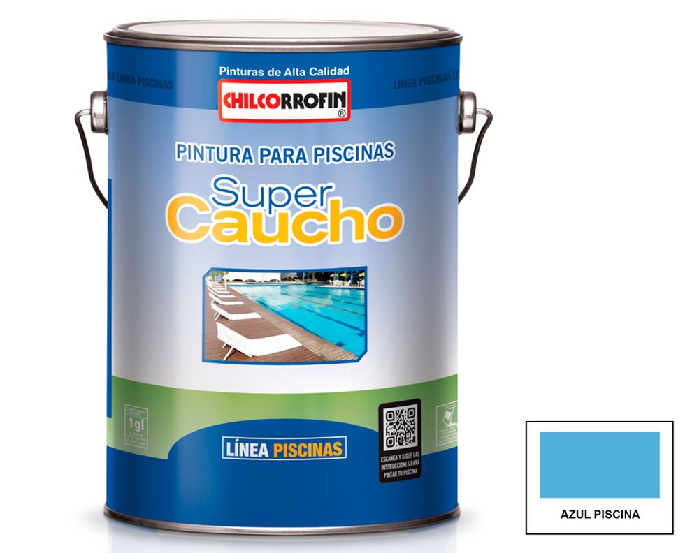 Pintura para piscina 1 galón súper caucho azul piscina mate chilcorrofin-0