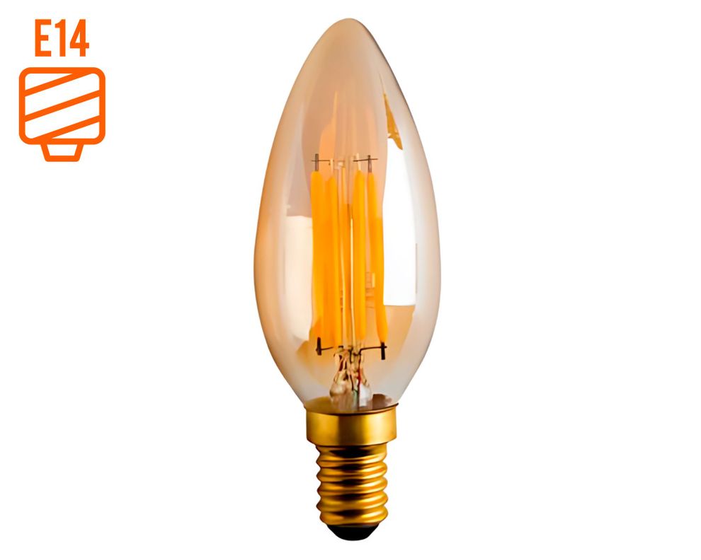 Ampolleta filamento LED 6W E14 luz cálida C35-0