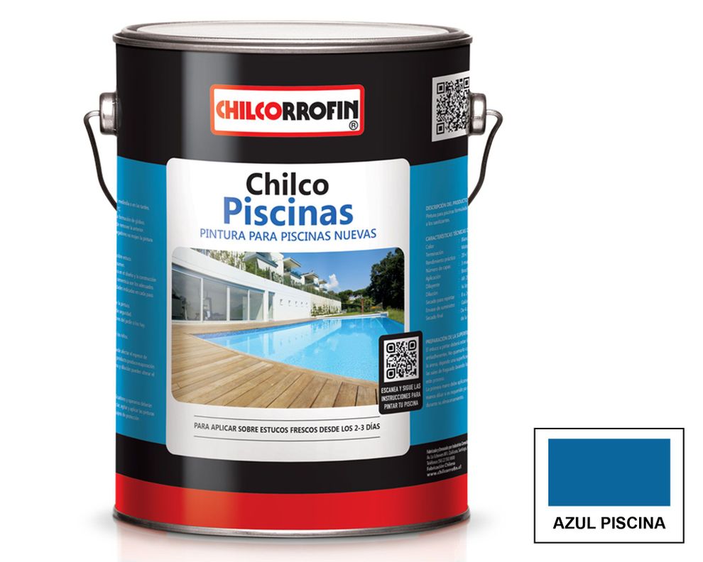Pintura para piscina 1 galón Chilco azul piscina satín Chilcorrofin-0