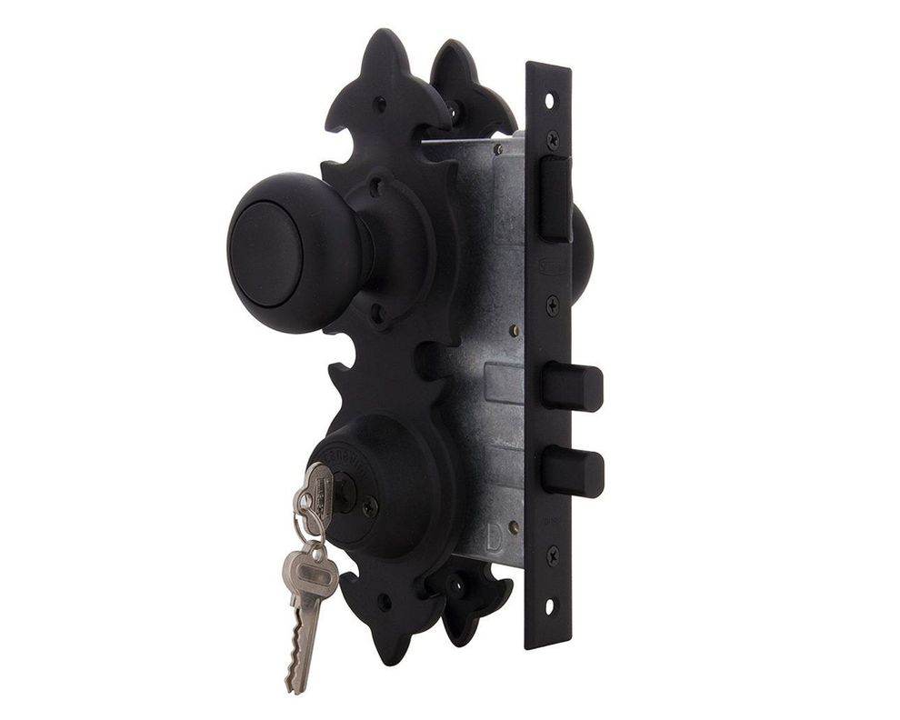 Cerradura embutida pomo acceso 6180 negro envejecido Scanavini-0