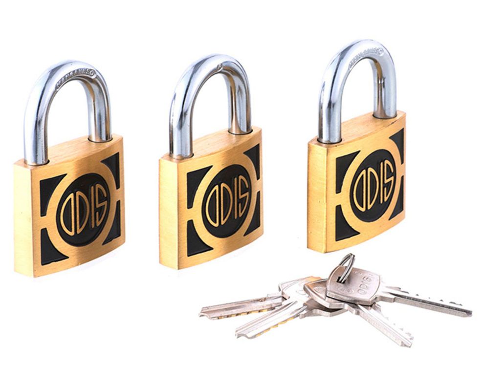 Pack 3 candados alta seguridad interior/exterior bronce 50mm S300 Odis-0