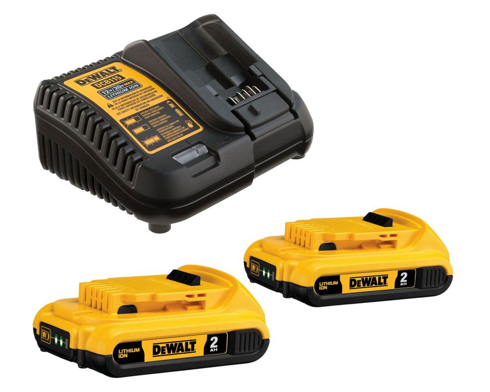 Batería 2 Ah 2 DCB203C2 B2 2 unidades + cargador Dewalt-0