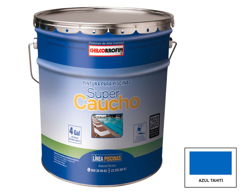 Pintura para piscina 1 tineta Súper caucho azul tahití mate Chilcorrofin-0