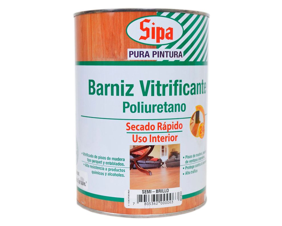 Barniz vitrificante 1 galón Poliuretano semi brillante Sipa-0