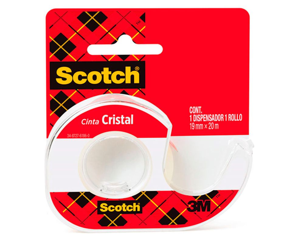 Cinta cristal 19 mm 20 m + dispensador scotch-0