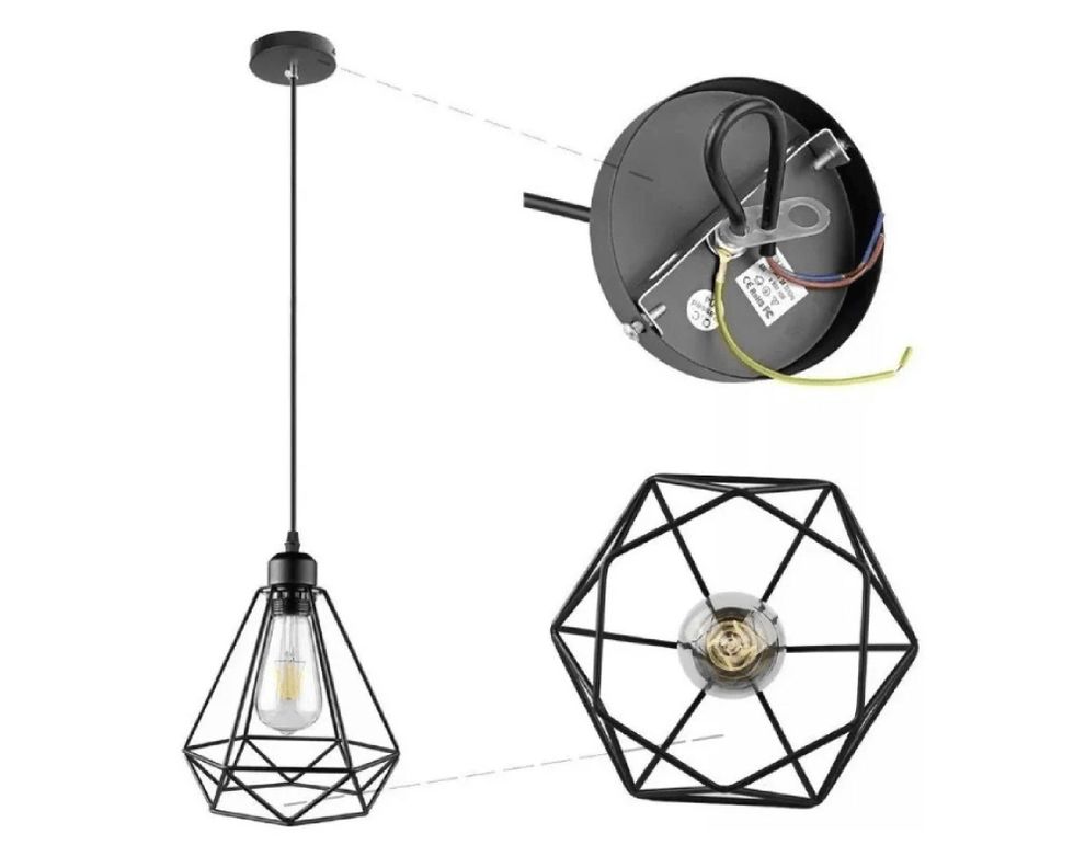 Lámpara colgar 1L E27 diamante Vintage Pro-Lighting-1