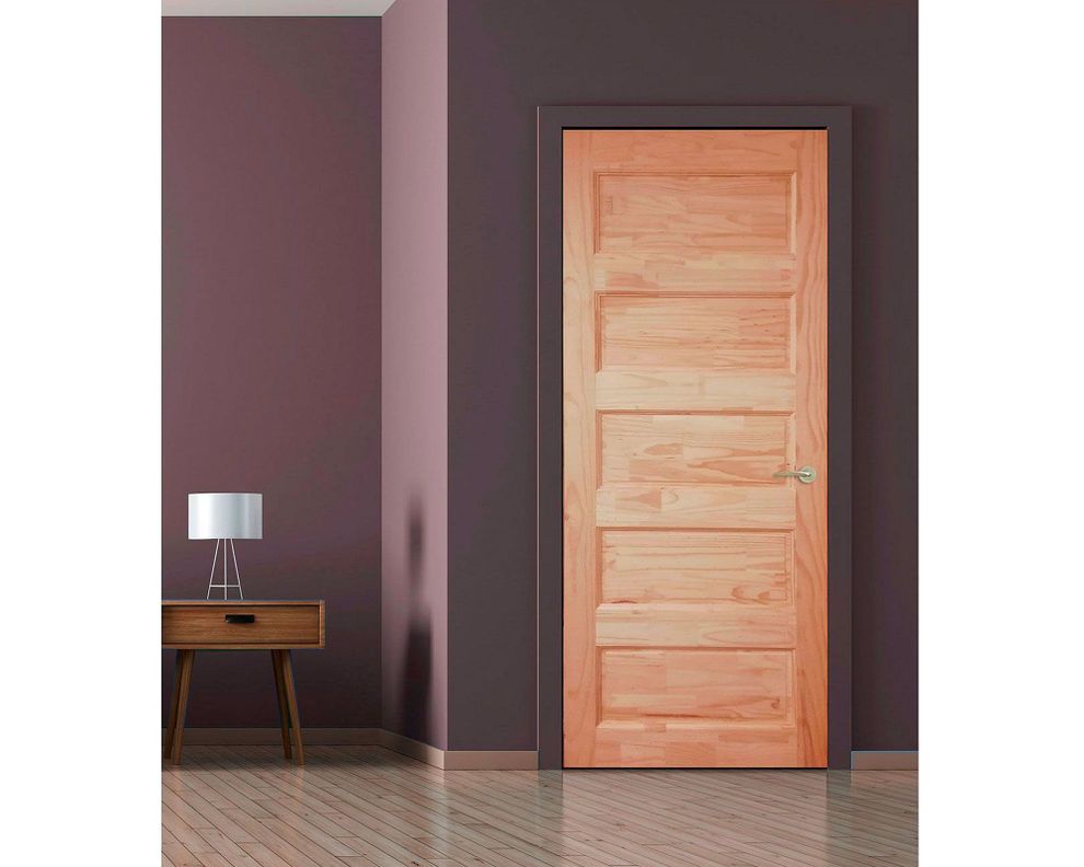 Puerta Pino Radiata Alcala 65x210 cm 5 paneles Moldupanel-2