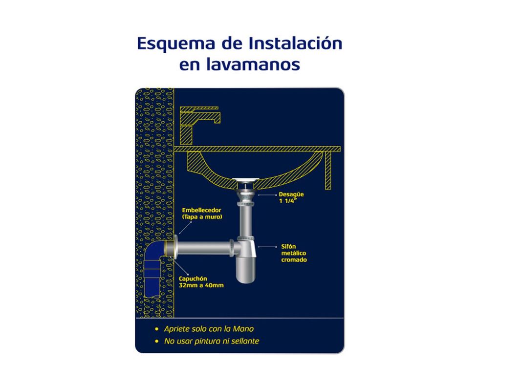 Sifón lavatorio 1 1/4" cromado-2