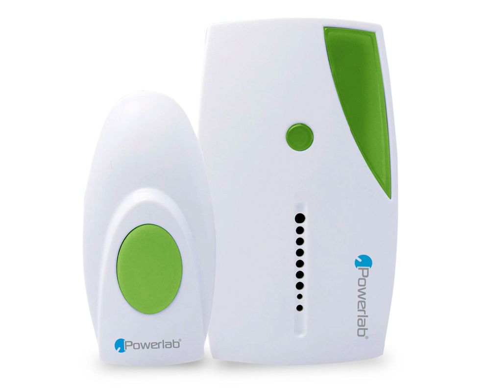 Timbre inalámbrico 36 melodías Doorbell verde/blanco Powerlab-0