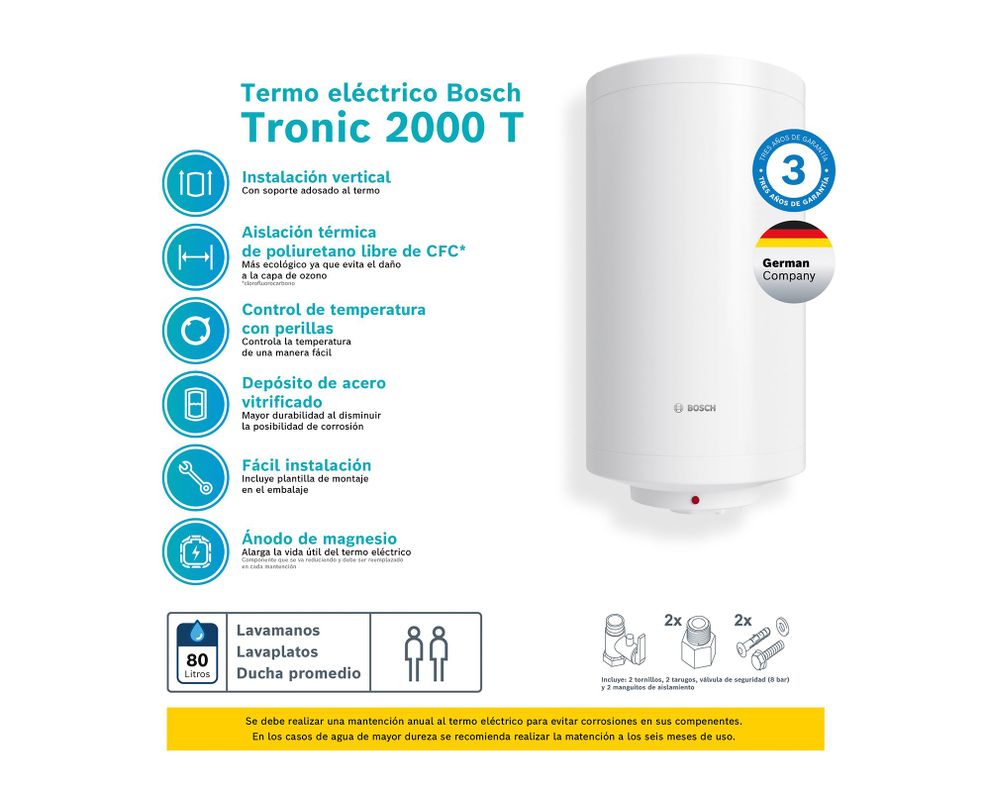 Termo eléctrico 80 litros Tronic 2000T blanco-2