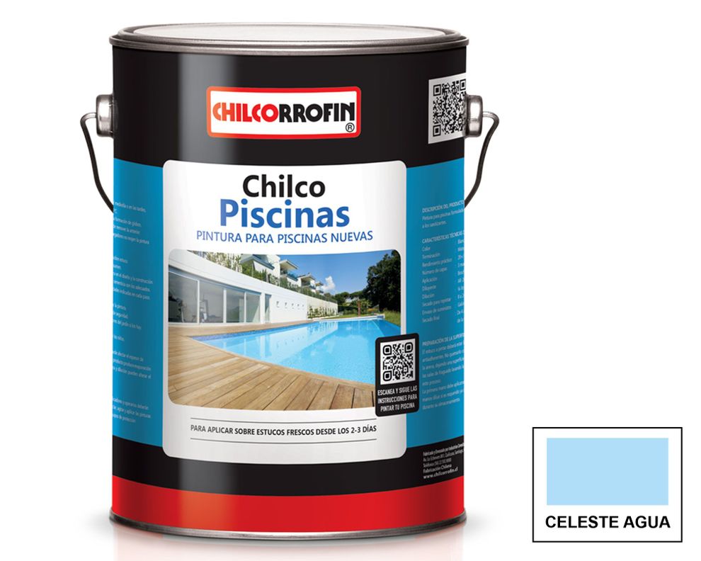 Pintura para piscina 1 galón Chilco celeste agua satín Chilcorrofin-0
