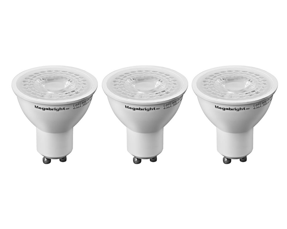 Ampolleta bright LED 5,5W GU10 luz cálida PAR16 3 unidades Megabright-5