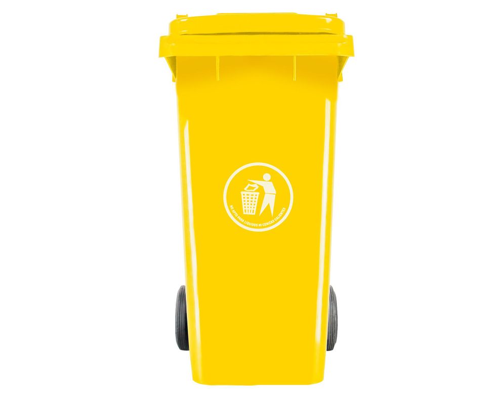 Basurero cuadrado amarillo 120 lt-0