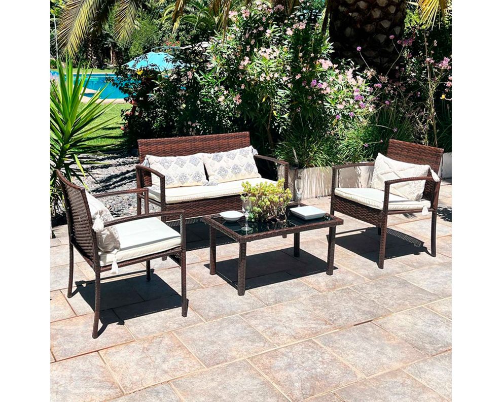 Set terraza 4 personas Sofía café-5