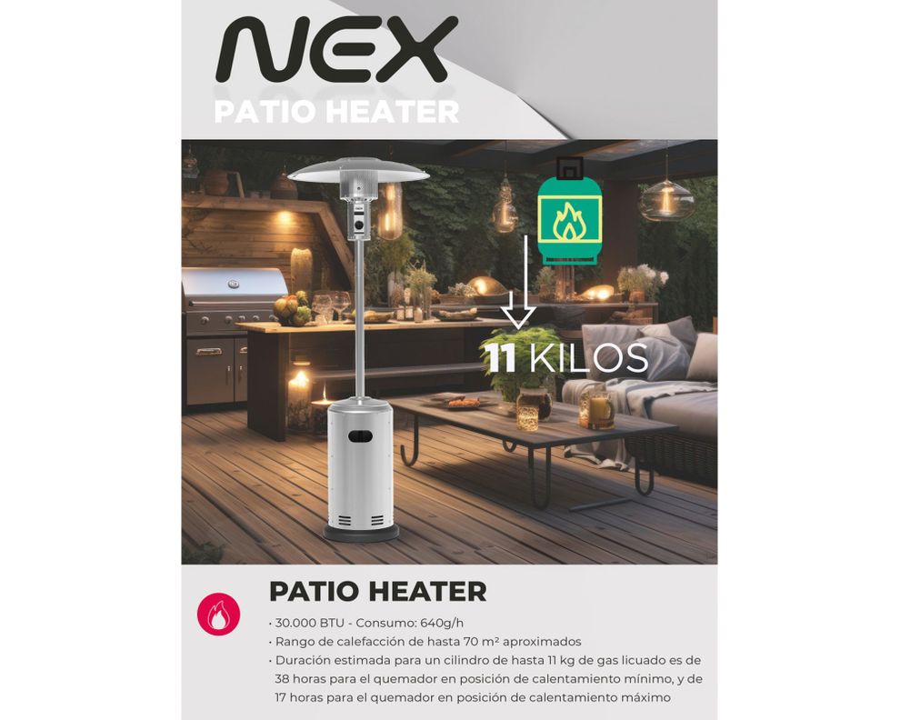 Calefactor Patio Heater SS 8800W 30000BTU-3