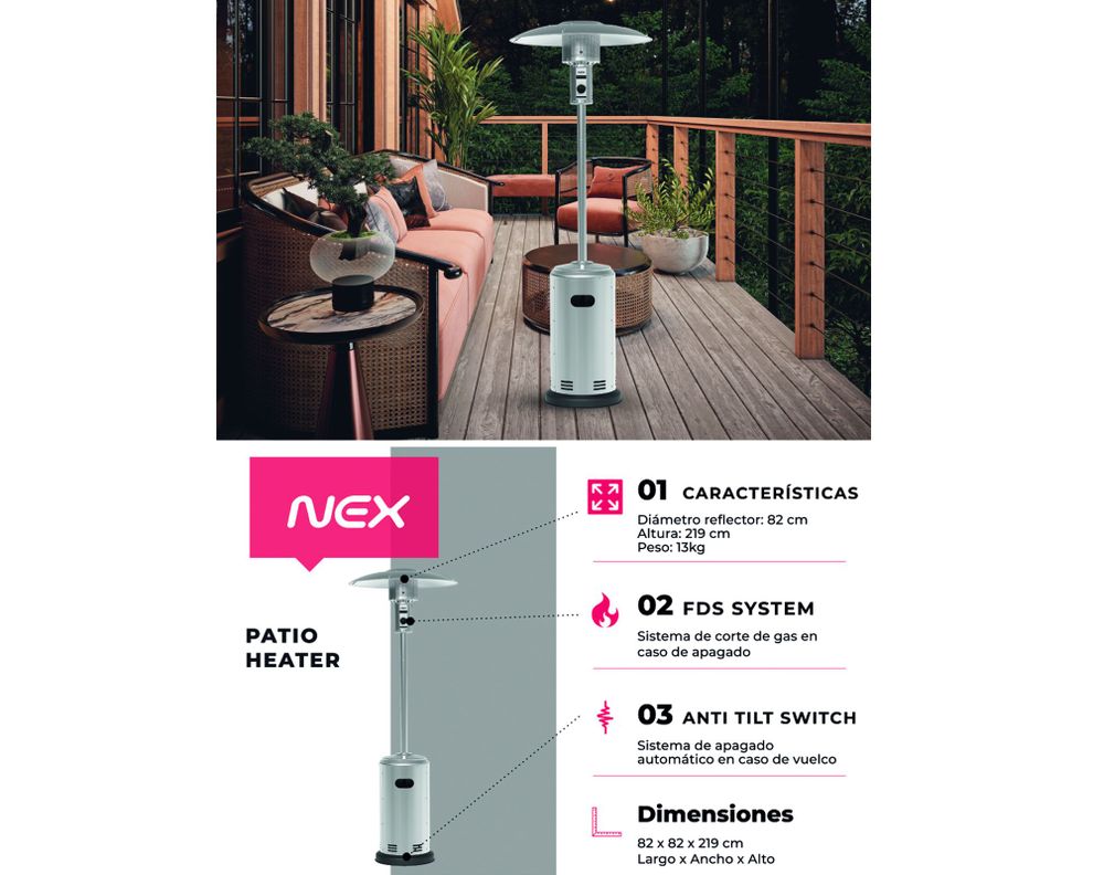 Calefactor Patio Heater SS 8800W 30000BTU-4