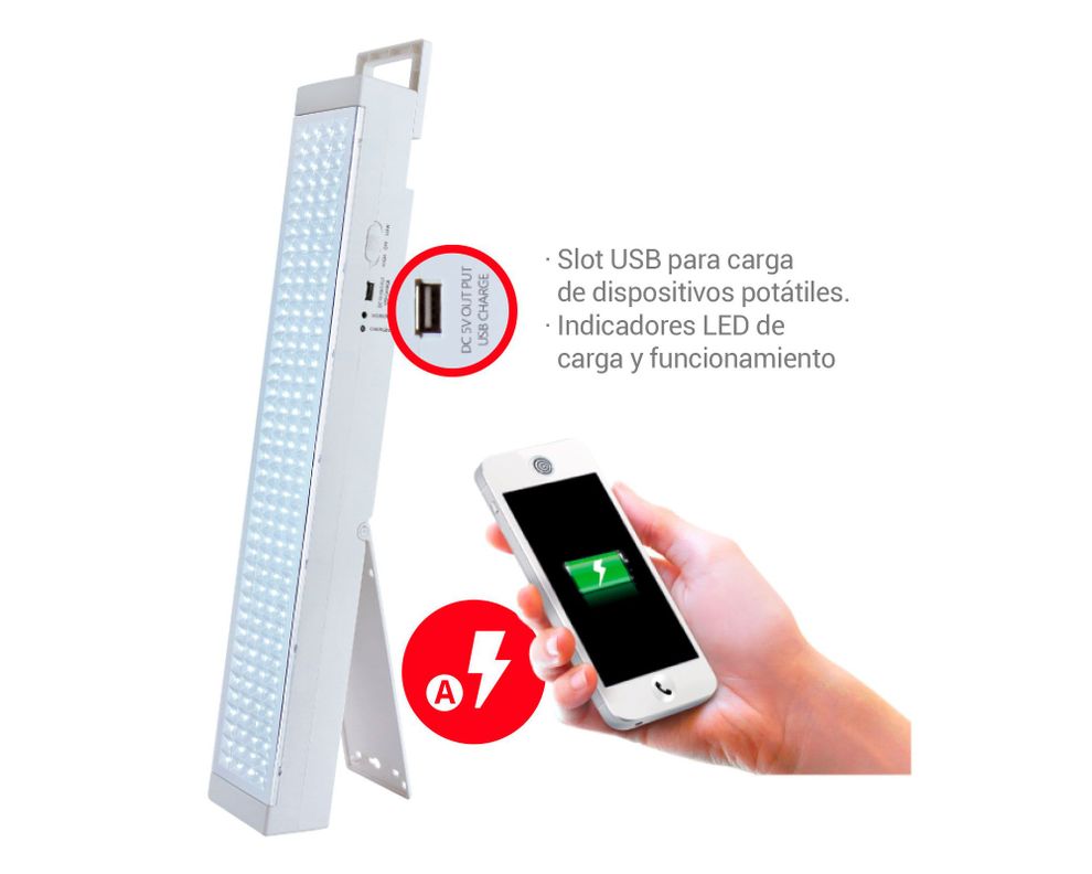 Lámpara de emergencia 160 LED USB 24 horas Powerlab-5